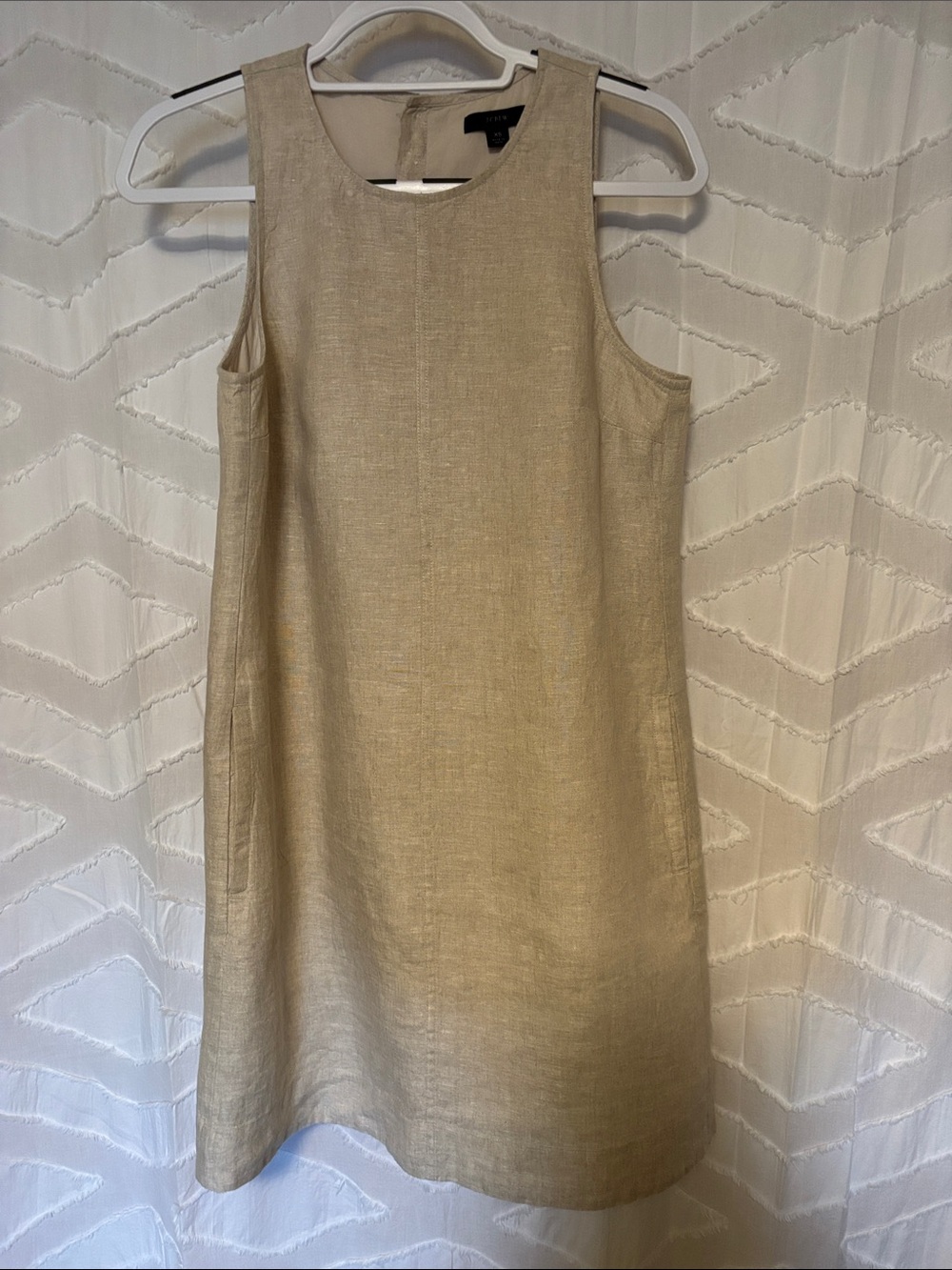 J. Crew Linen Beige Sleeveless Shift Dress